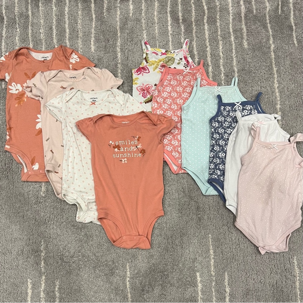 Baby Girl Bodysuits 18 Months -Short Sleeve & Sleeveless (10 bodysuits included)